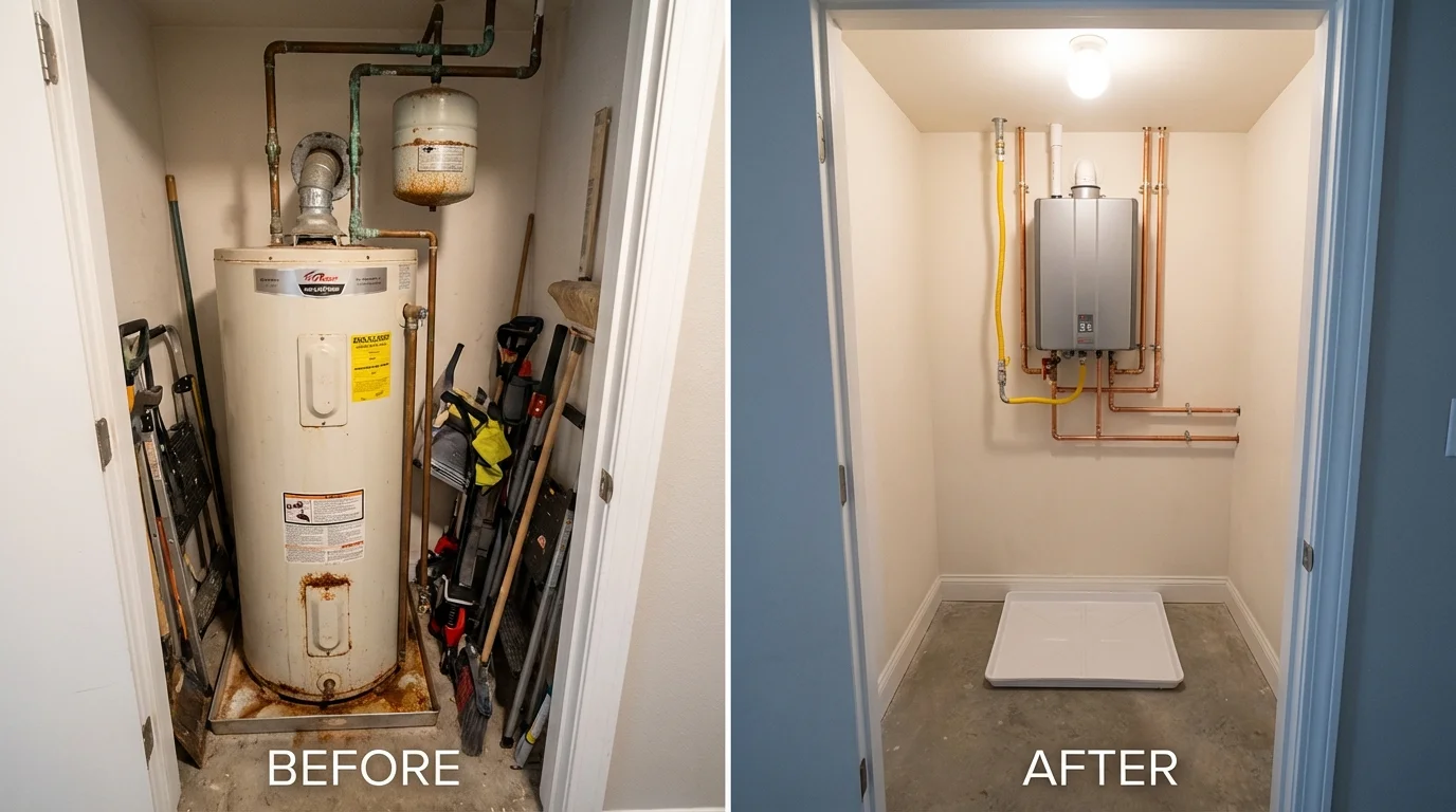 Tank water heater versus wall-mounted tankless unit comparison for Berea, KY homeowners